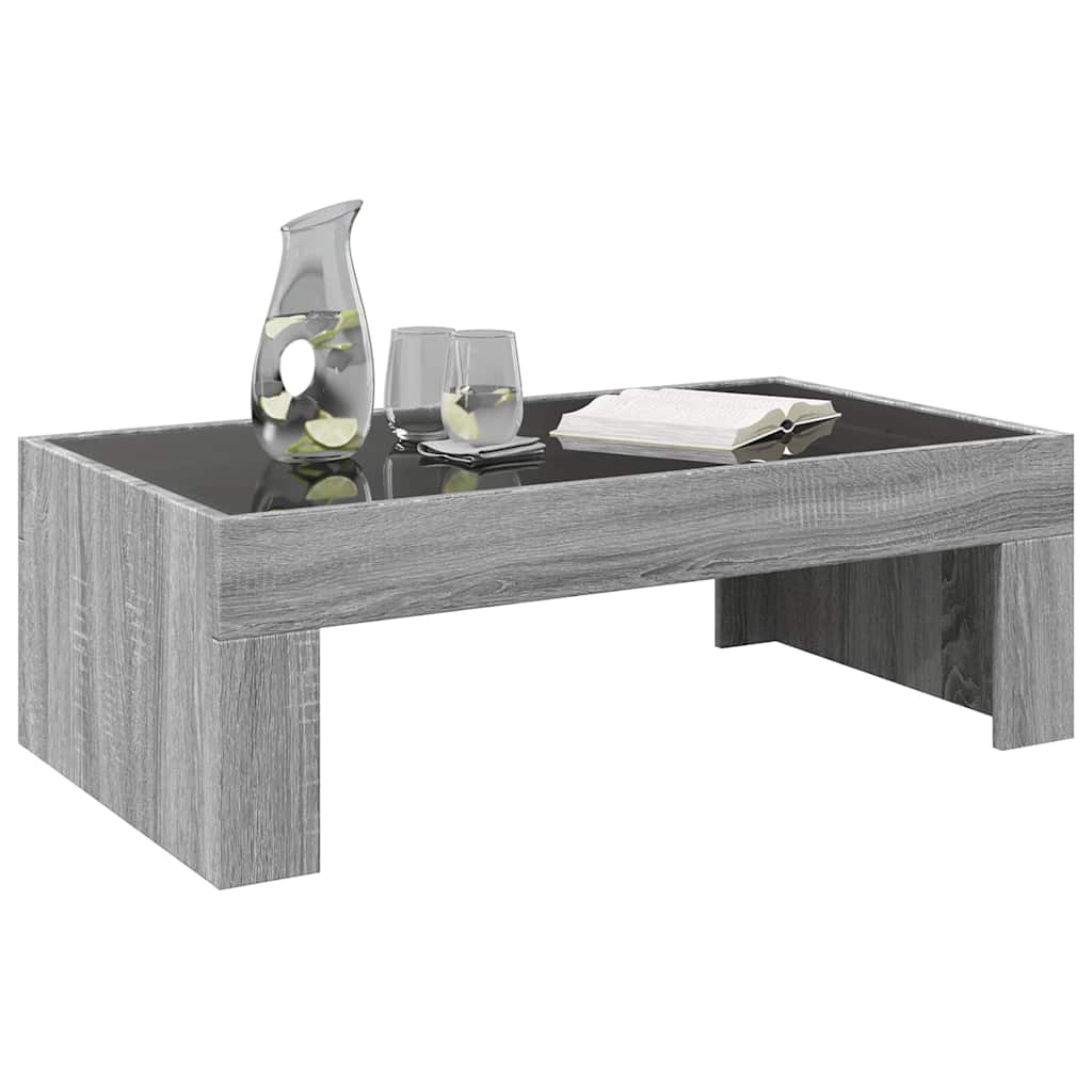 vidaXL Stolik kawowy z LED Infinity, szary dąb sonoma, 90x50x30 cm