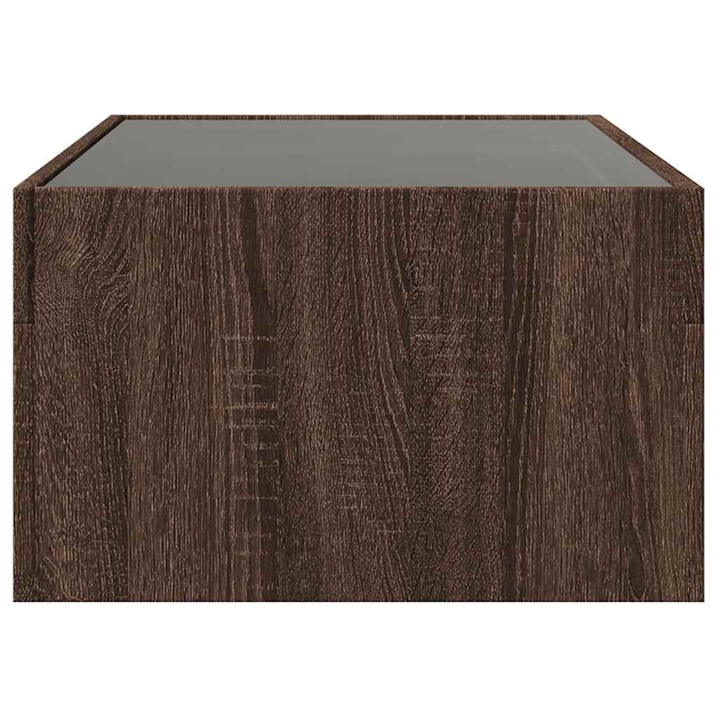vidaXL Stolik kawowy z LED Infinity, brązowy dąb, 90x50x30 cm