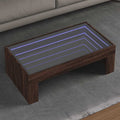 vidaXL Stolik kawowy z LED Infinity, brązowy dąb, 90x50x30 cm