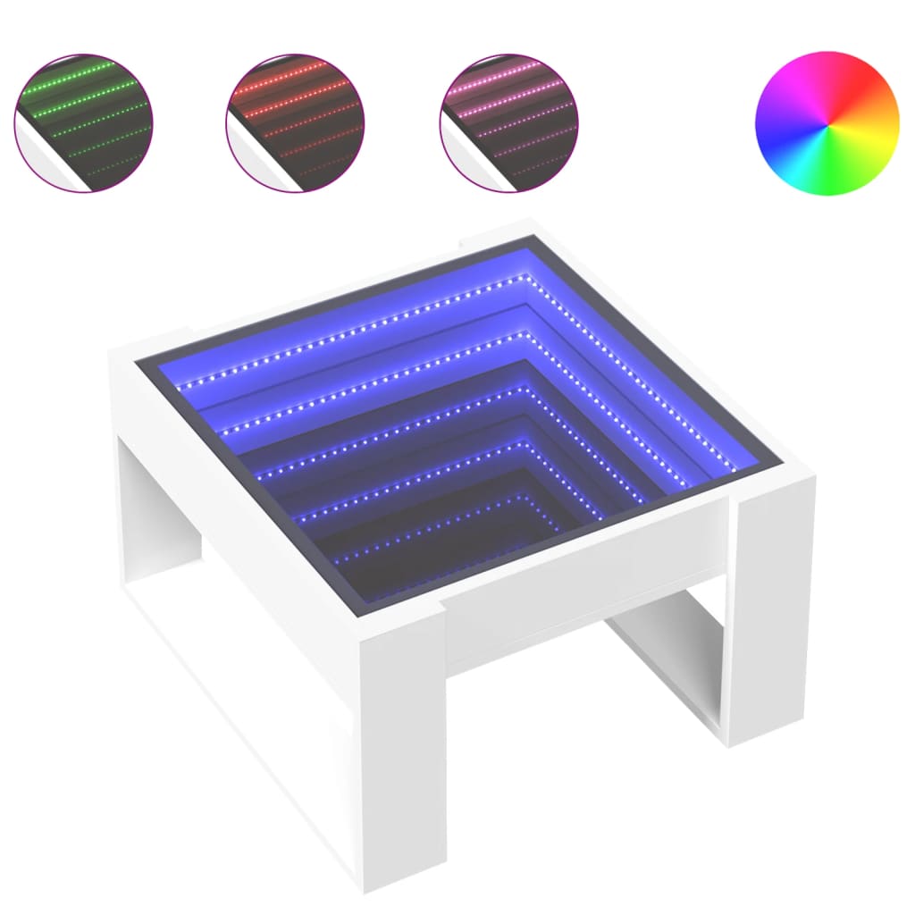vidaXL Stolik kawowy z LED Infinity, biały, 50x53x30 cm