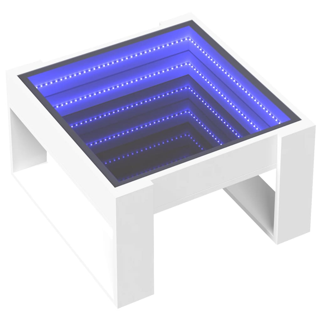 vidaXL Stolik kawowy z LED Infinity, biały, 50x53x30 cm