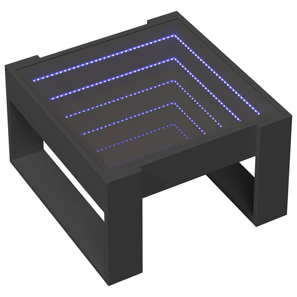 vidaXL Stolik kawowy z LED Infinity, czarny, 50x53x30 cm