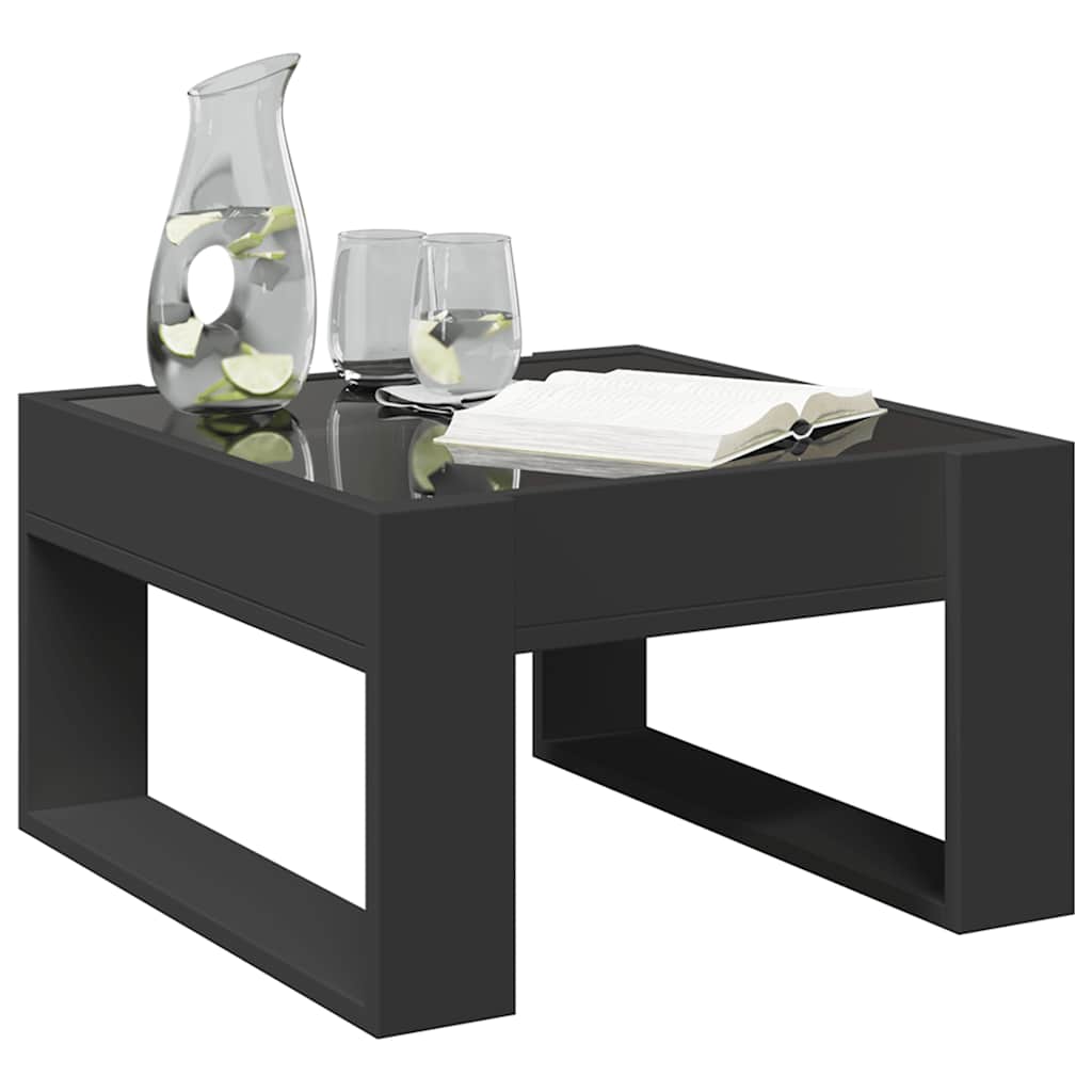 vidaXL Stolik kawowy z LED Infinity, czarny, 50x53x30 cm