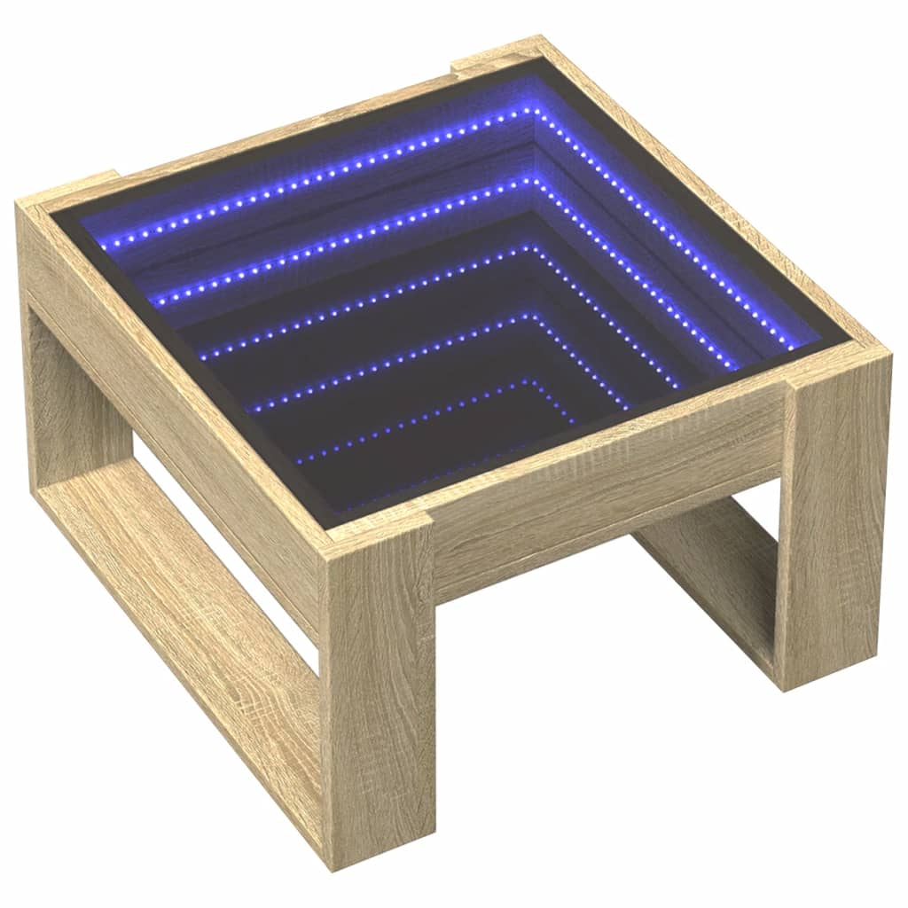 vidaXL Stolik kawowy z LED Infinity, dąb sonoma, 50x53x30 cm
