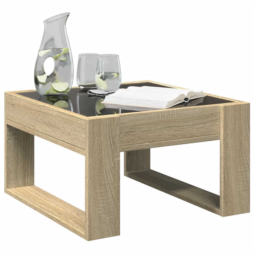 vidaXL Stolik kawowy z LED Infinity, dąb sonoma, 50x53x30 cm