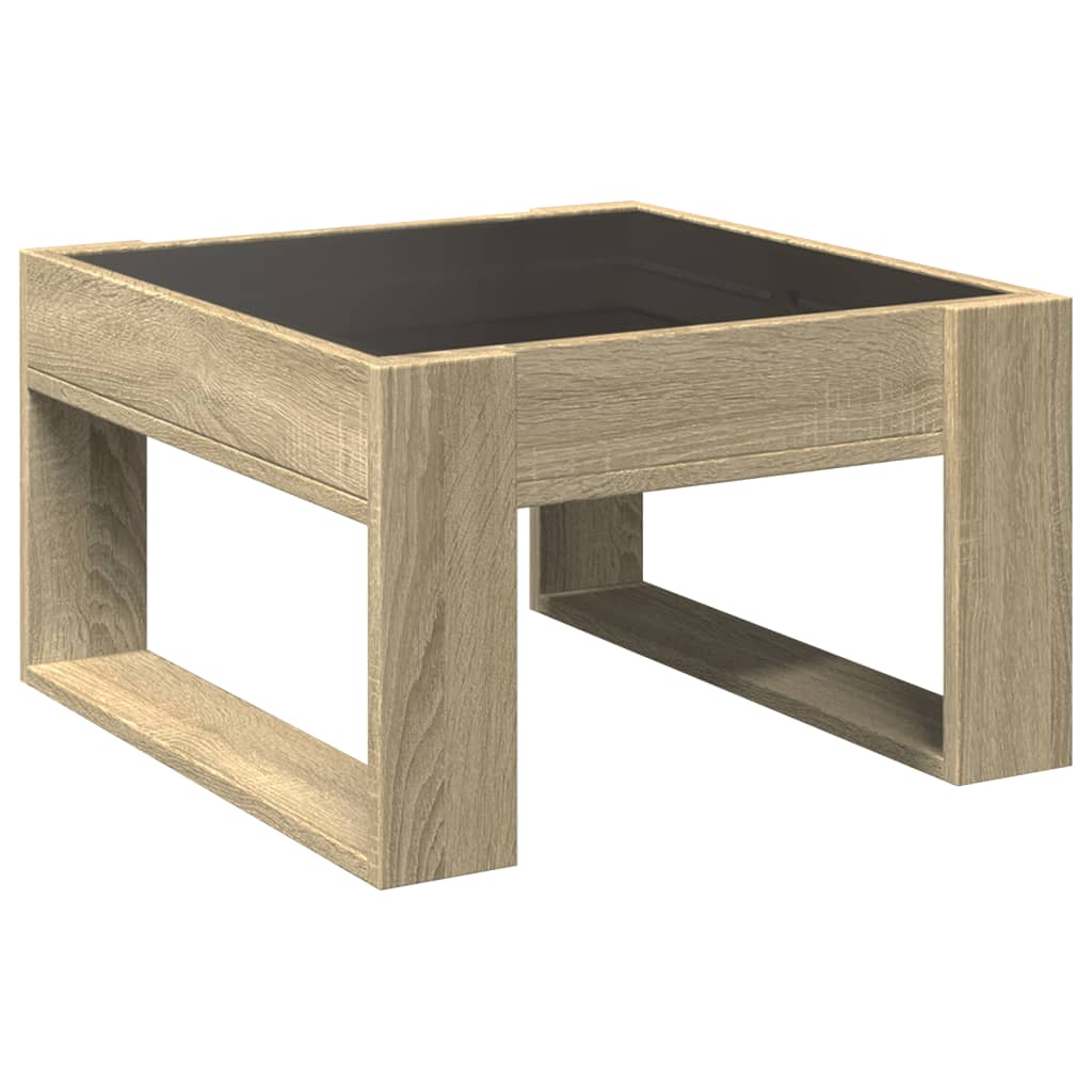 vidaXL Stolik kawowy z LED Infinity, dąb sonoma, 50x53x30 cm