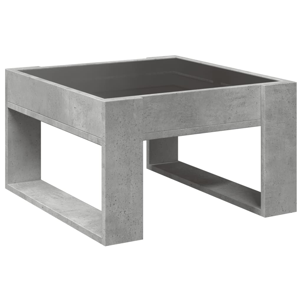vidaXL Stolik kawowy z LED Infinity, szarość betonu, 50x53x30 cm