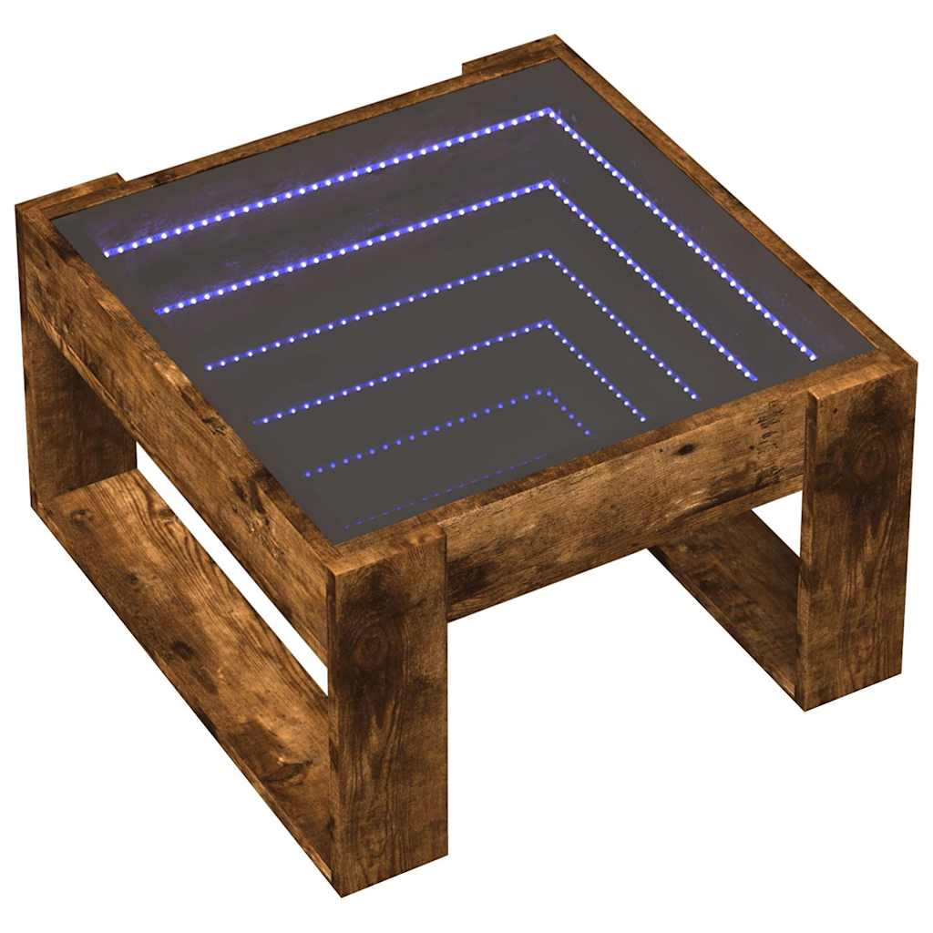 vidaXL Stolik kawowy z LED Infinity, przydymiony dąb, 50x53x30 cm