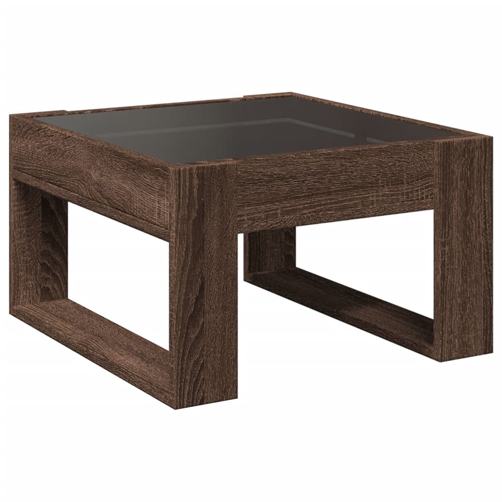 vidaXL Stolik kawowy z LED Infinity, brązowy dąb, 50x53x30 cm