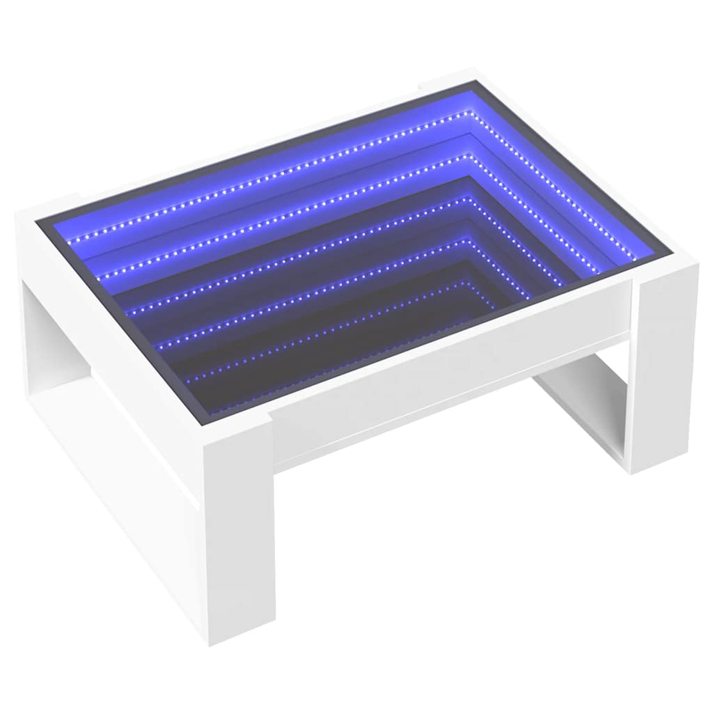 vidaXL Stolik kawowy z LED Infinity, biały, 70x53x30 cm