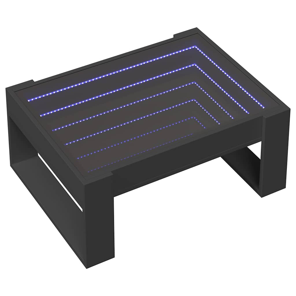 vidaXL Stolik kawowy z LED Infinity, czarny, 70x53x30 cm