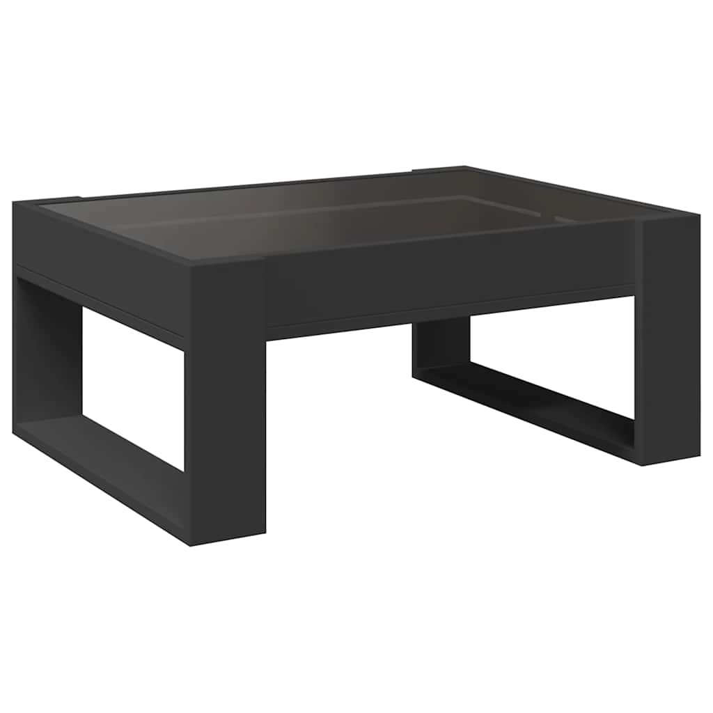 vidaXL Stolik kawowy z LED Infinity, czarny, 70x53x30 cm