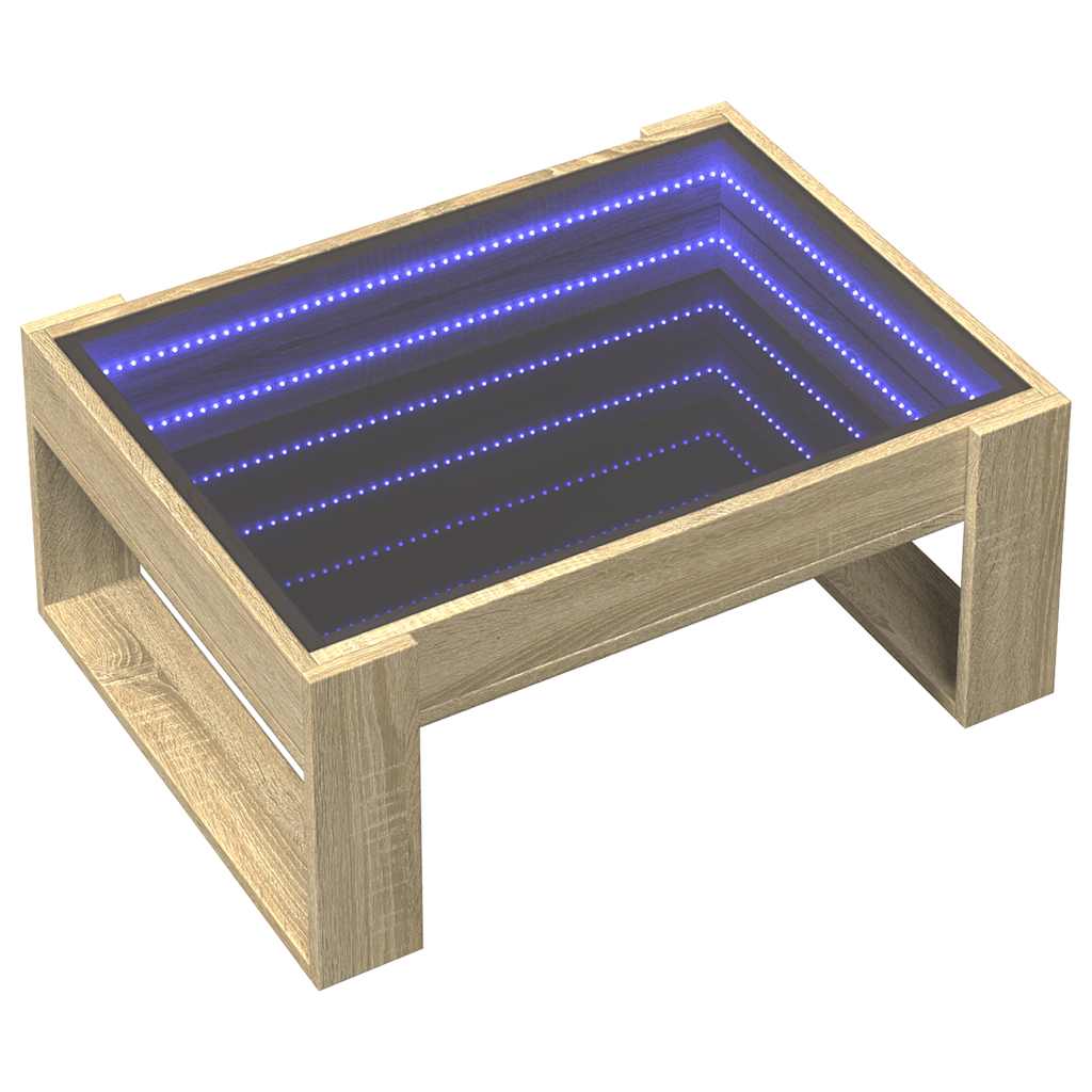 vidaXL Stolik kawowy z LED Infinity, dąb sonoma, 70x53x30 cm