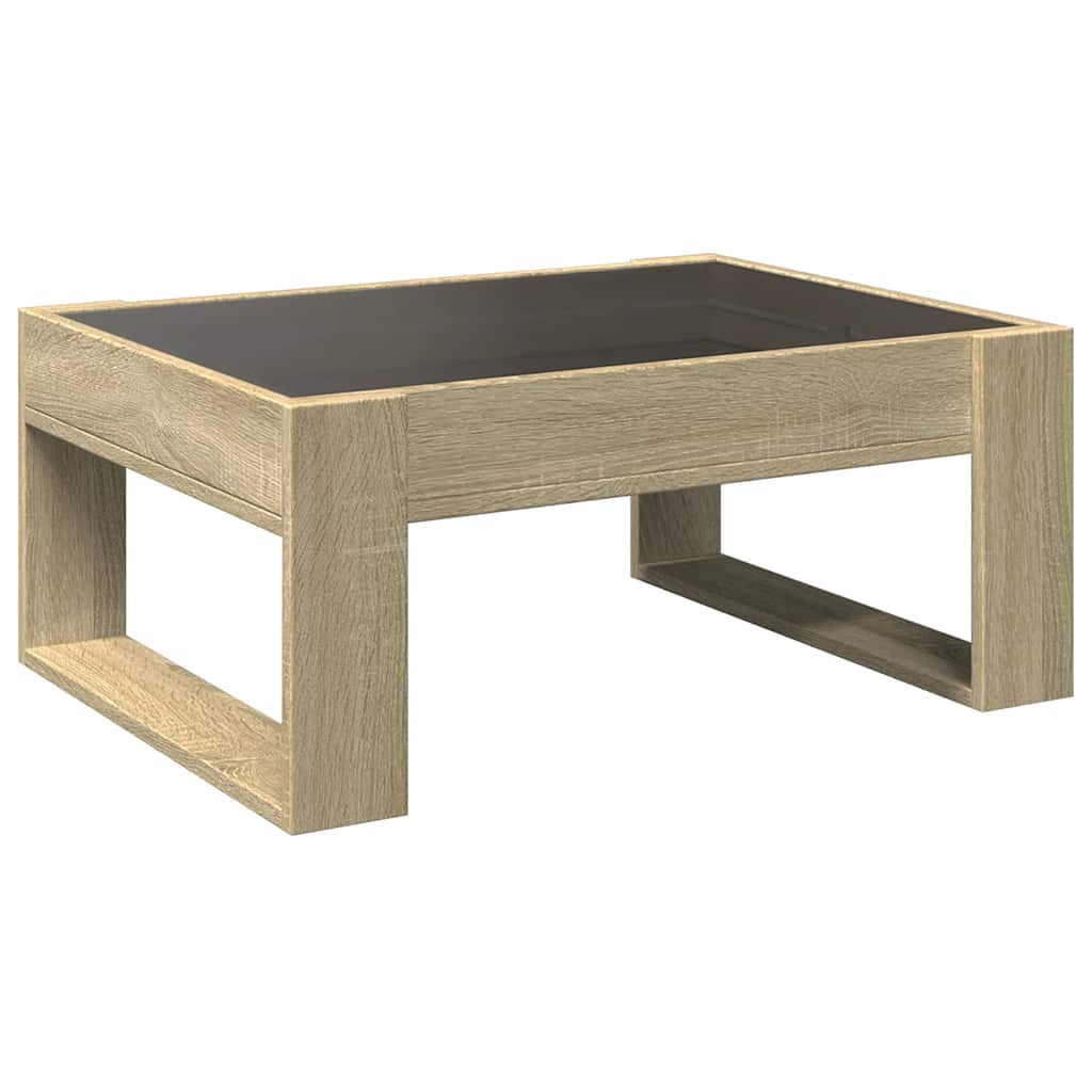 vidaXL Stolik kawowy z LED Infinity, dąb sonoma, 70x53x30 cm