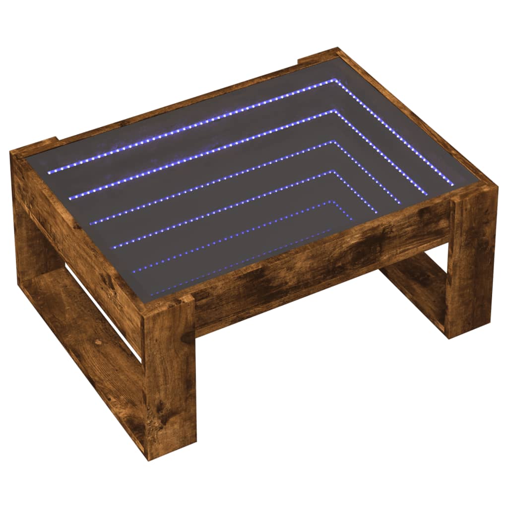 vidaXL Stolik kawowy z LED Infinity, przydymiony dąb, 70x53x30 cm