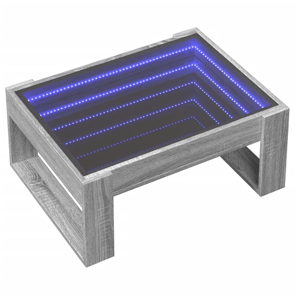 vidaXL Stolik kawowy z LED Infinity, szary dąb sonoma, 70x53x30 cm