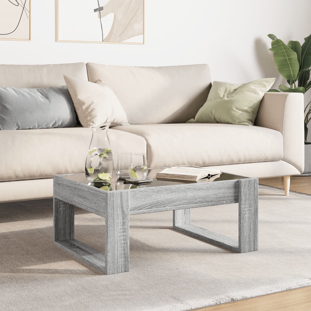 vidaXL Stolik kawowy z LED Infinity, szary dąb sonoma, 70x53x30 cm