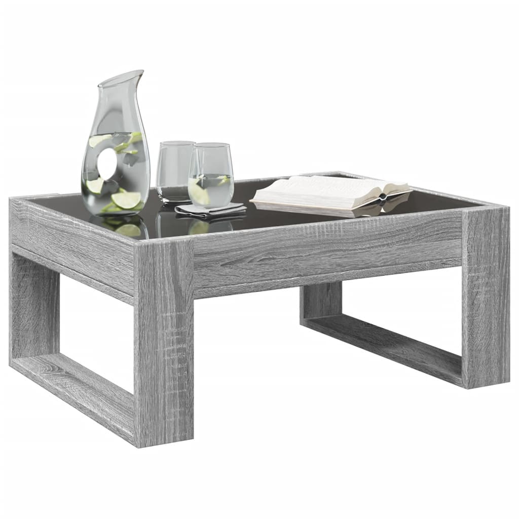 vidaXL Stolik kawowy z LED Infinity, szary dąb sonoma, 70x53x30 cm