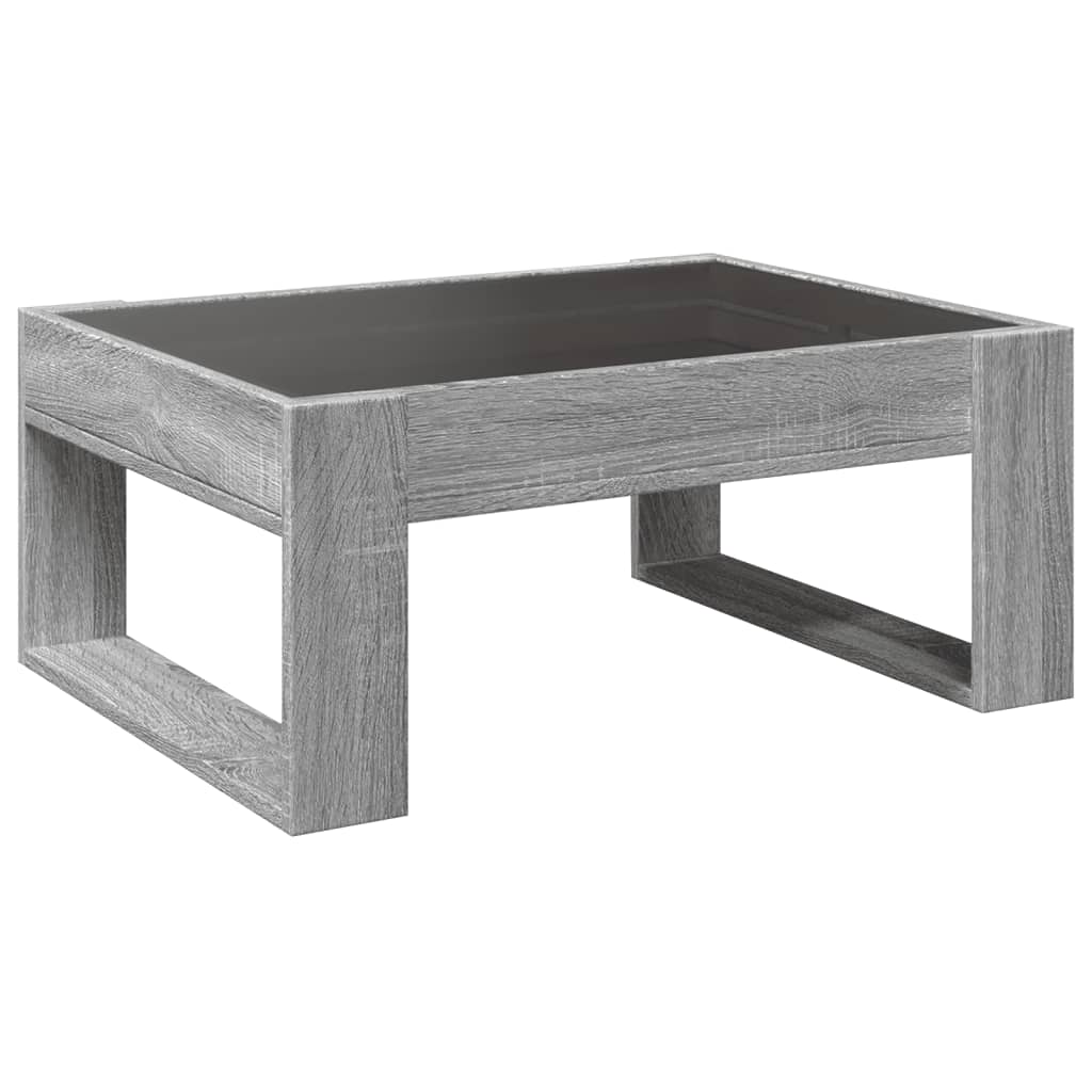 vidaXL Stolik kawowy z LED Infinity, szary dąb sonoma, 70x53x30 cm