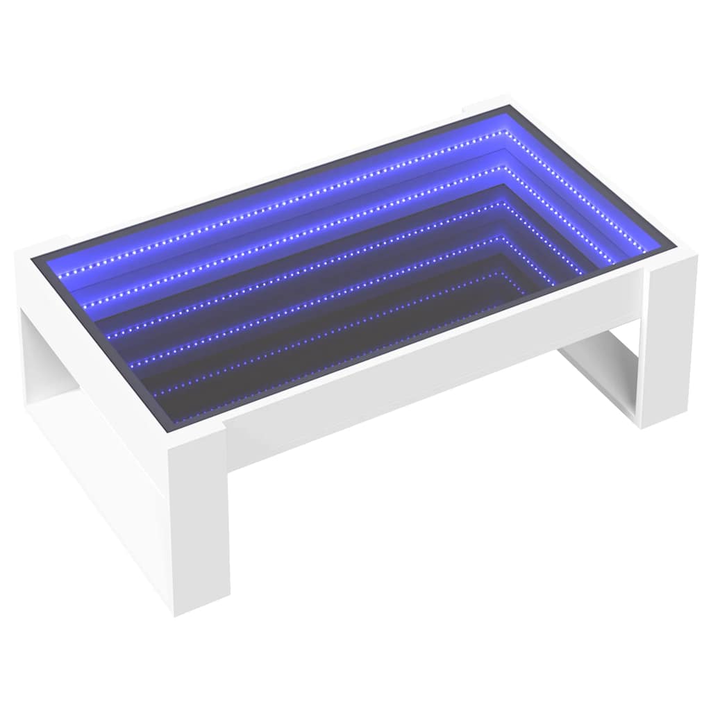 vidaXL Stolik kawowy z LED Infinity, biały, 90x53x30 cm