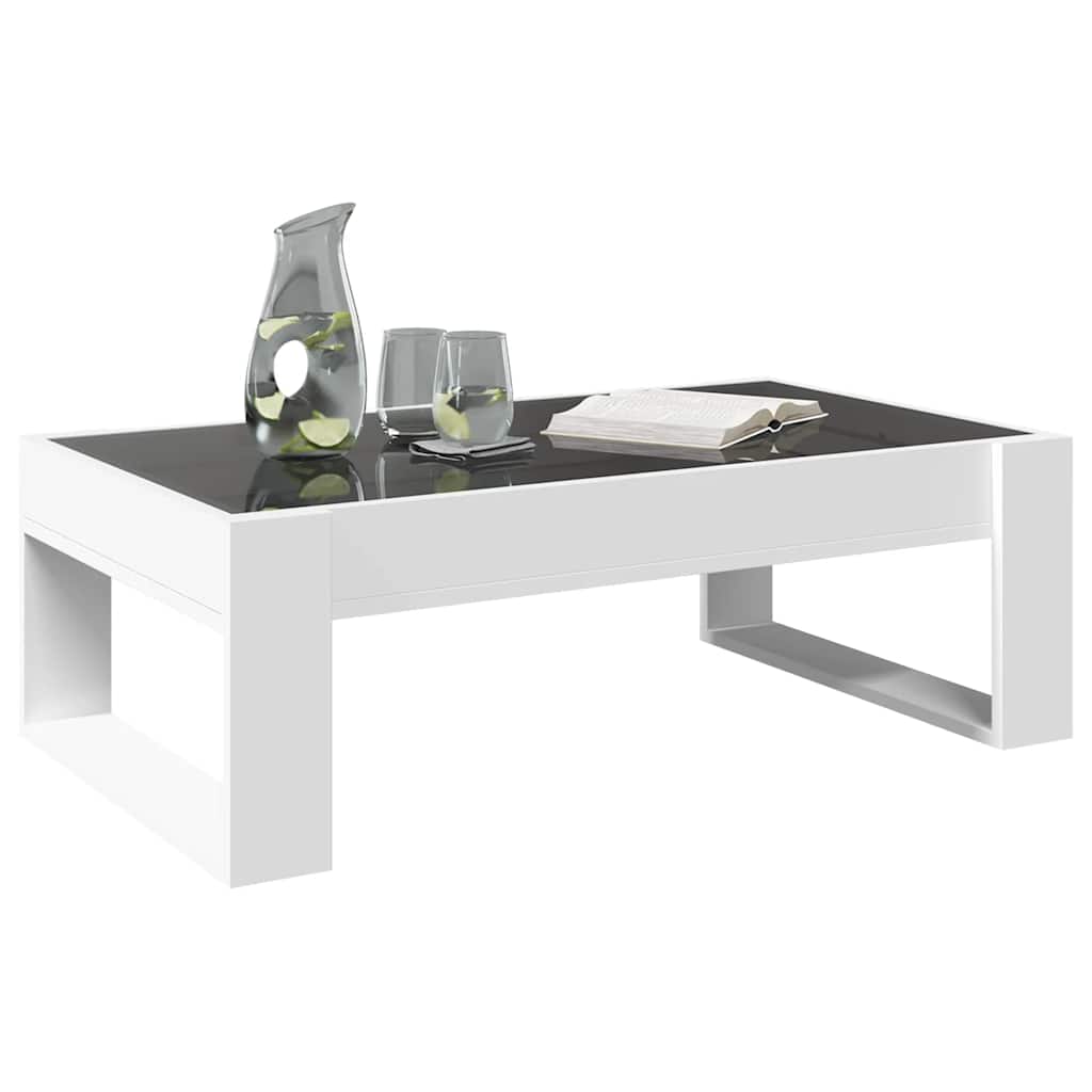vidaXL Stolik kawowy z LED Infinity, biały, 90x53x30 cm