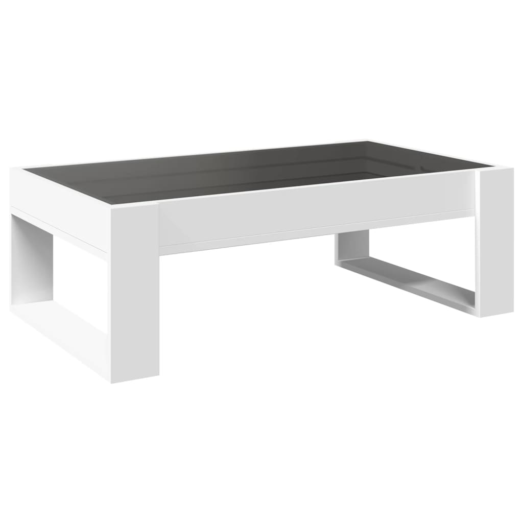 vidaXL Stolik kawowy z LED Infinity, biały, 90x53x30 cm