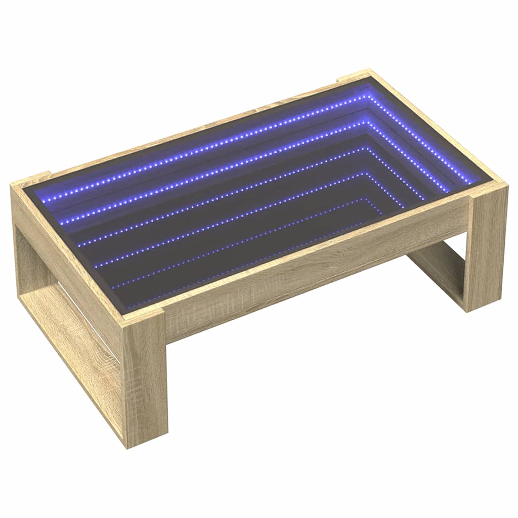 vidaXL Stolik kawowy z LED Infinity, dąb sonoma, 90x53x30 cm