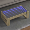 vidaXL Stolik kawowy z LED Infinity, dąb sonoma, 90x53x30 cm