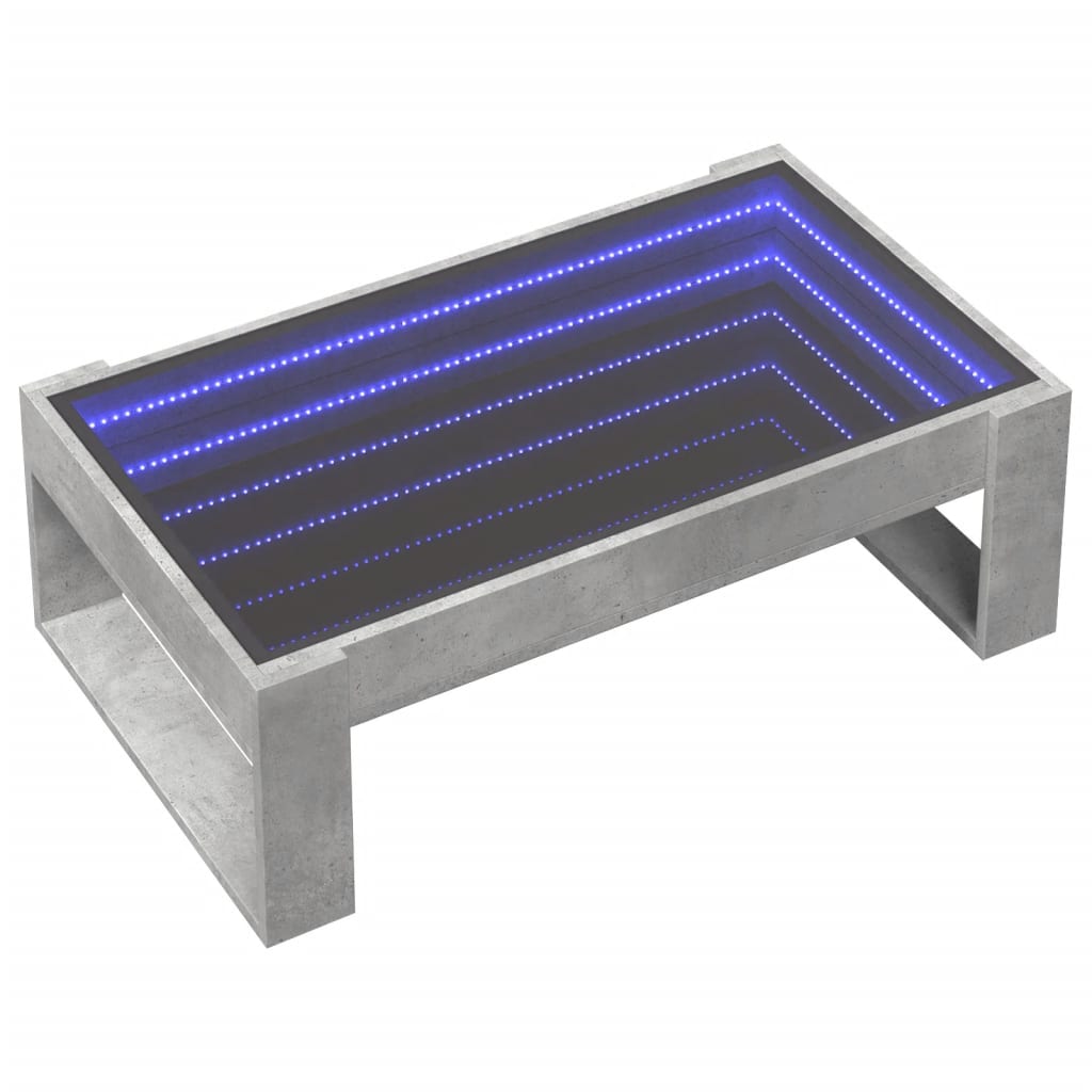 vidaXL Stolik kawowy z LED Infinity, szarość betonu, 90x53x30 cm