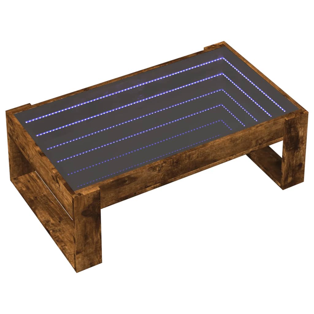 vidaXL Stolik kawowy z LED Infinity, przydymiony dąb, 90x53x30 cm