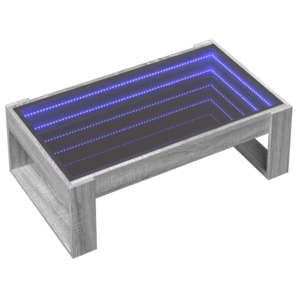 vidaXL Stolik kawowy z LED Infinity, szary dąb sonoma, 90x53x30 cm