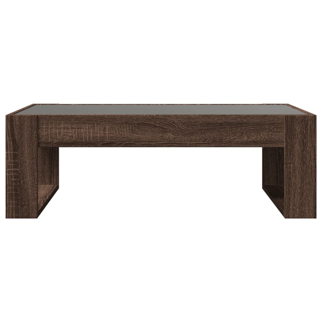 vidaXL Stolik kawowy z LED Infinity, brązowy dąb, 90x53x30 cm