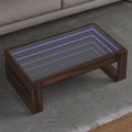 vidaXL Stolik kawowy z LED Infinity, brązowy dąb, 90x53x30 cm