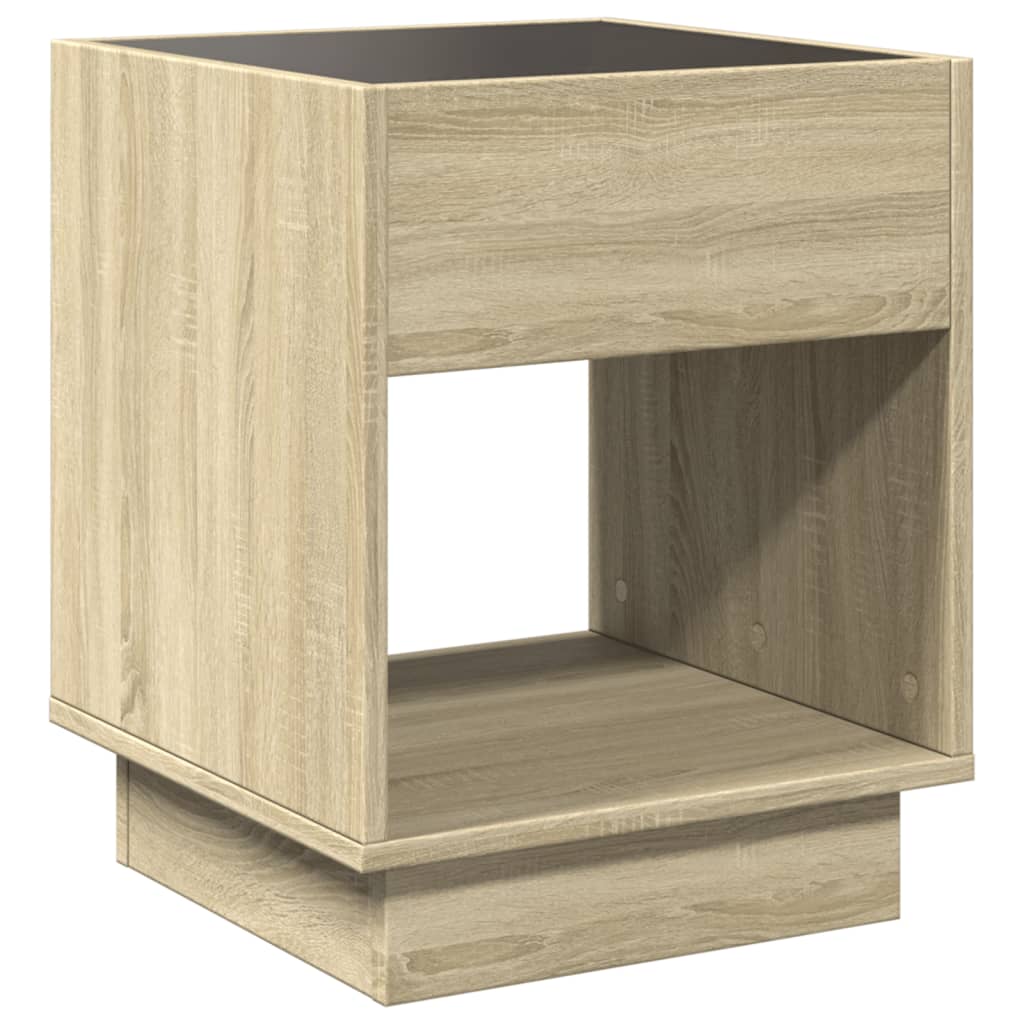 vidaXL Stolik kawowy z LED Infinity, dąb sonoma, 40x40x50 cm