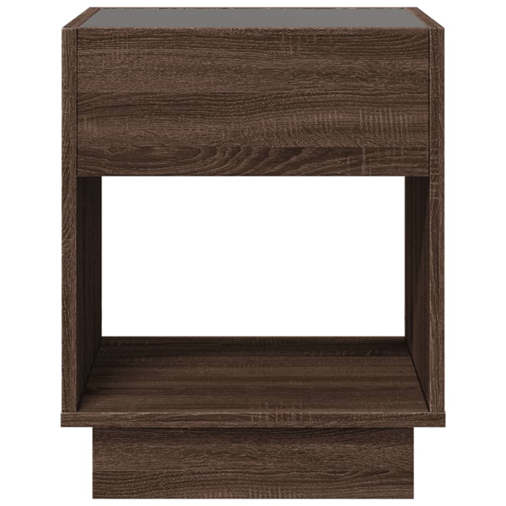 vidaXL Stolik kawowy z LED Infinity, brązowy dąb, 40x40x50 cm