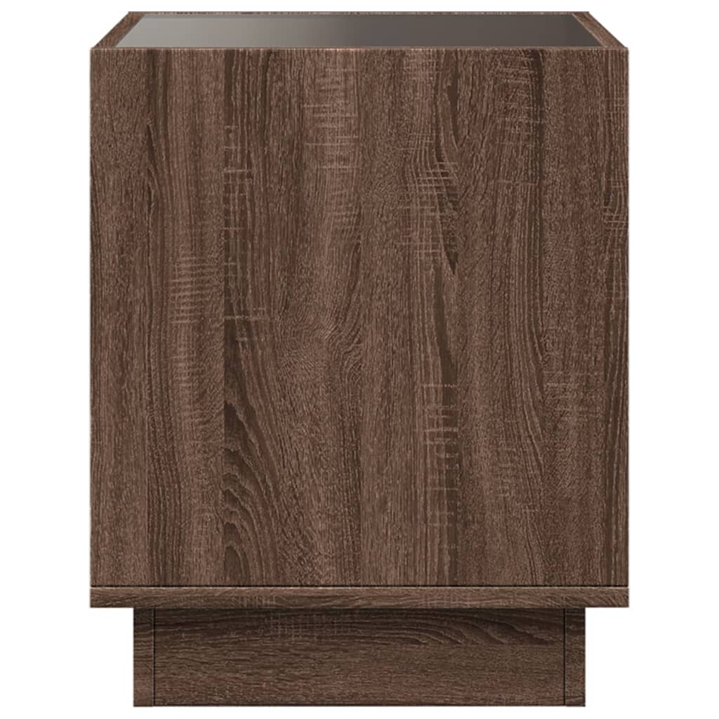 vidaXL Stolik kawowy z LED Infinity, brązowy dąb, 40x40x50 cm