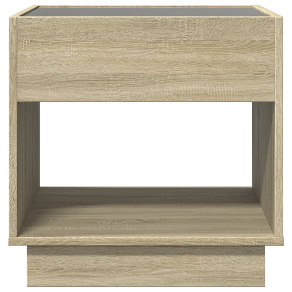 vidaXL Stolik kawowy z LED Infinity, dąb sonoma, 50x50x50 cm