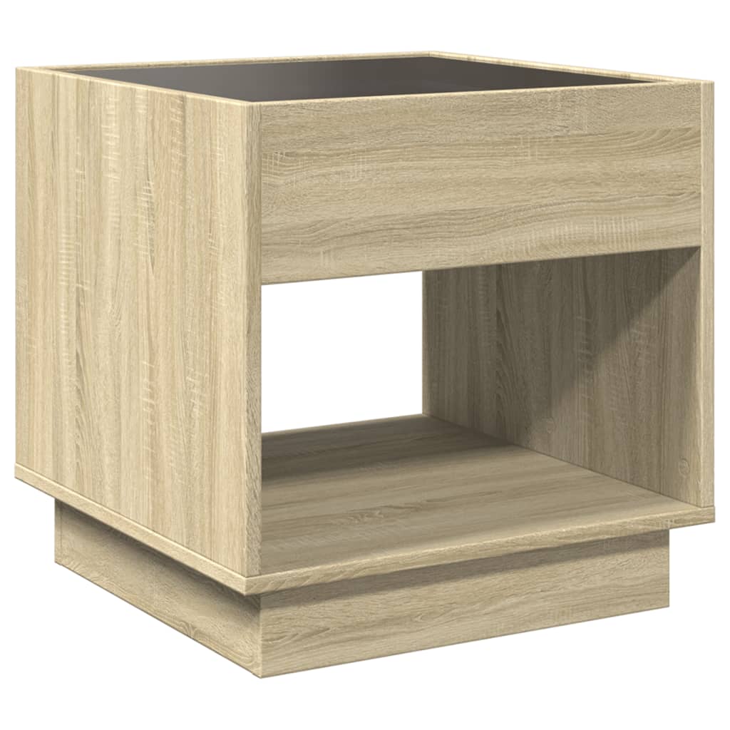 vidaXL Stolik kawowy z LED Infinity, dąb sonoma, 50x50x50 cm
