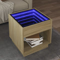 vidaXL Stolik kawowy z LED Infinity, dąb sonoma, 50x50x50 cm