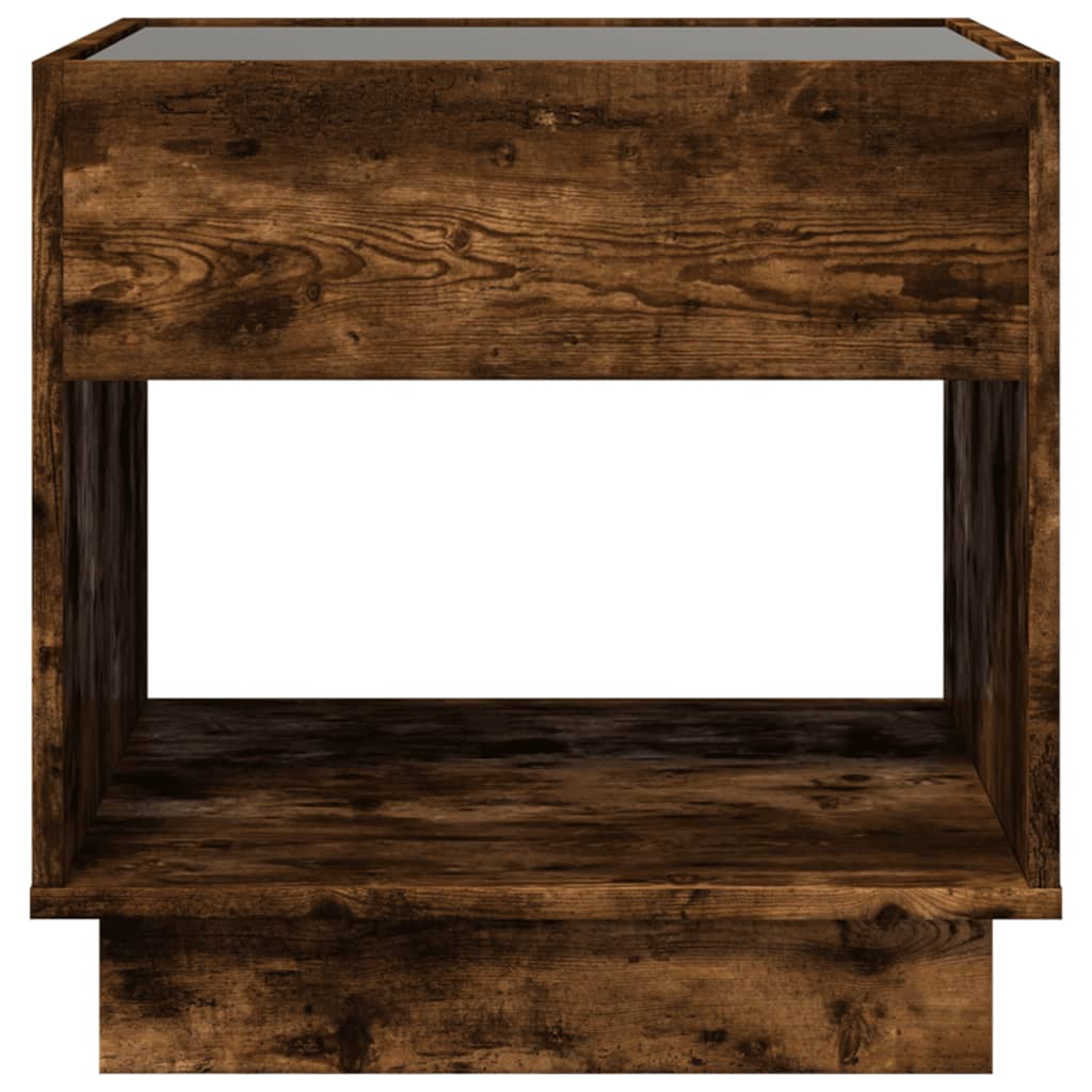 vidaXL Stolik kawowy z LED Infinity, przydymiony dąb, 50x50x50 cm