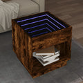 vidaXL Stolik kawowy z LED Infinity, przydymiony dąb, 50x50x50 cm