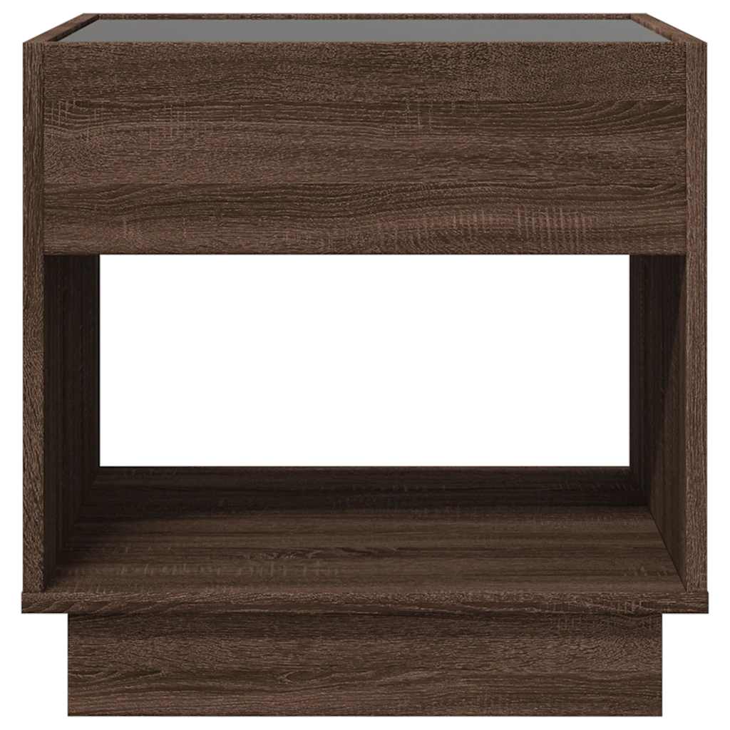 vidaXL Stolik kawowy z LED Infinity, brązowy dąb, 50x50x50 cm
