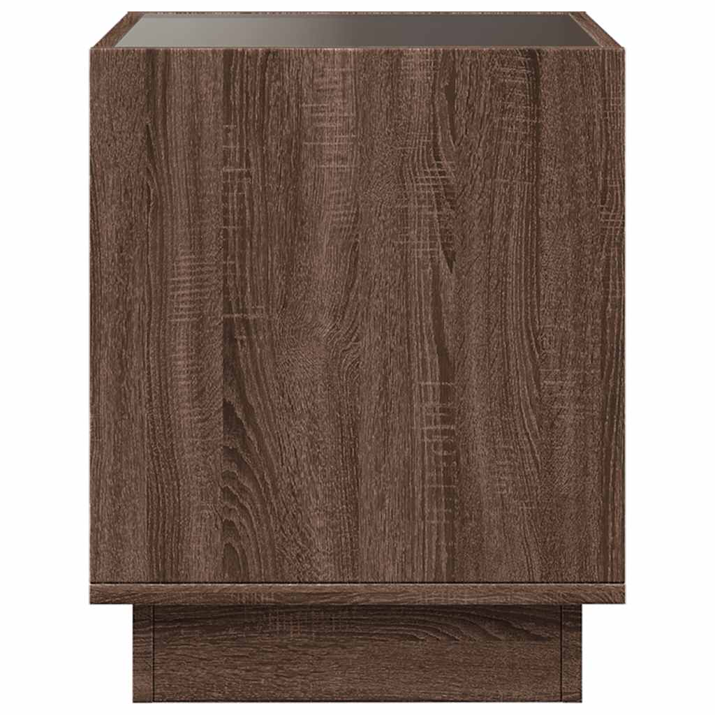 vidaXL Stolik kawowy z LED Infinity, brązowy dąb, 50x50x50 cm