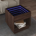 vidaXL Stolik kawowy z LED Infinity, brązowy dąb, 50x50x50 cm