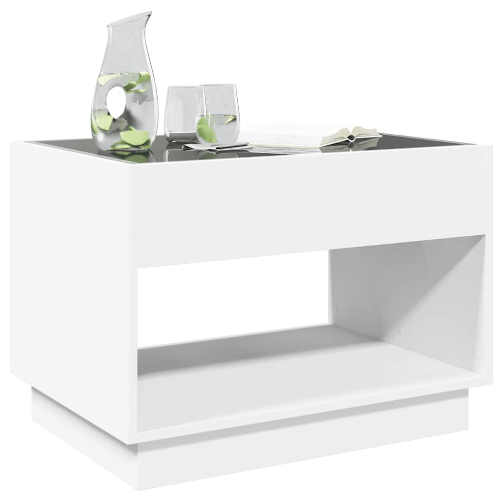 vidaXL Stolik kawowy z LED Infinity, biały, 70x50x50 cm