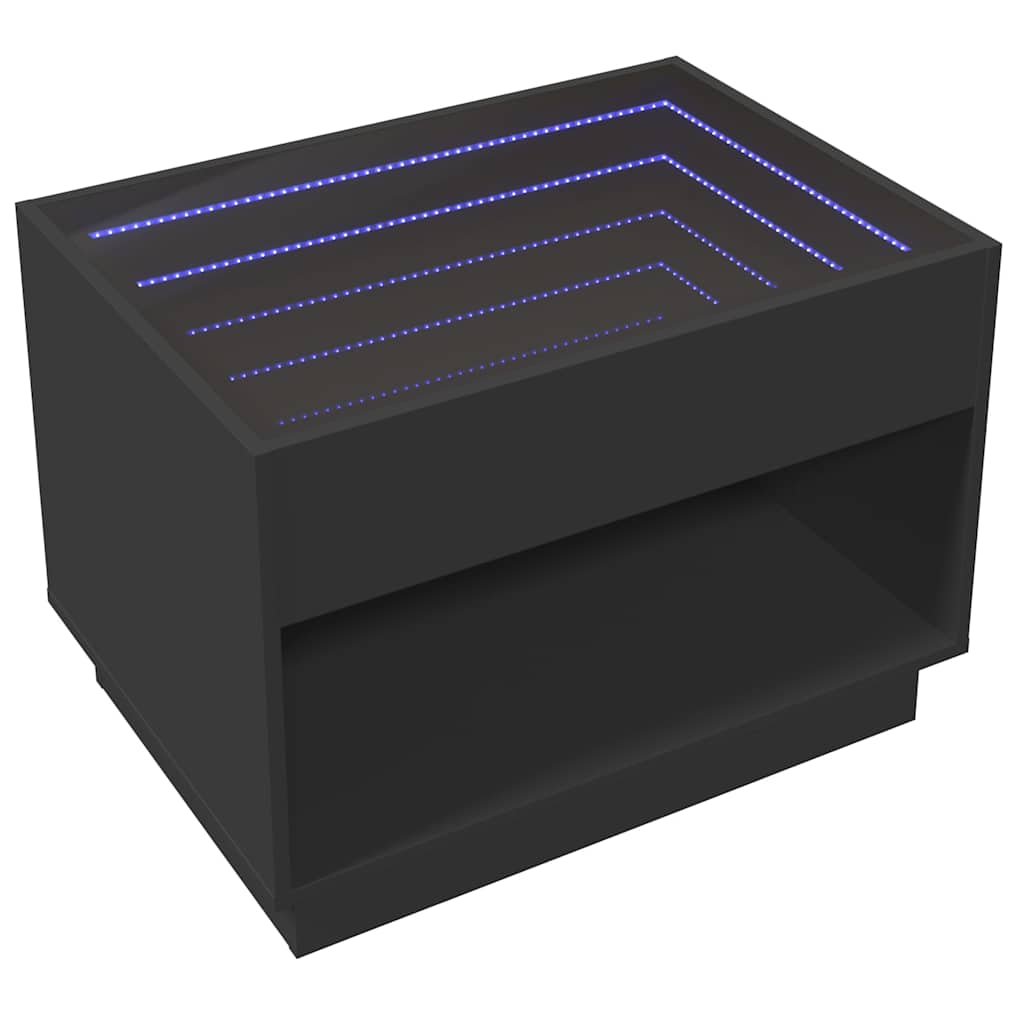 vidaXL Stolik kawowy z LED Infinity, czarny, 70x50x50 cm