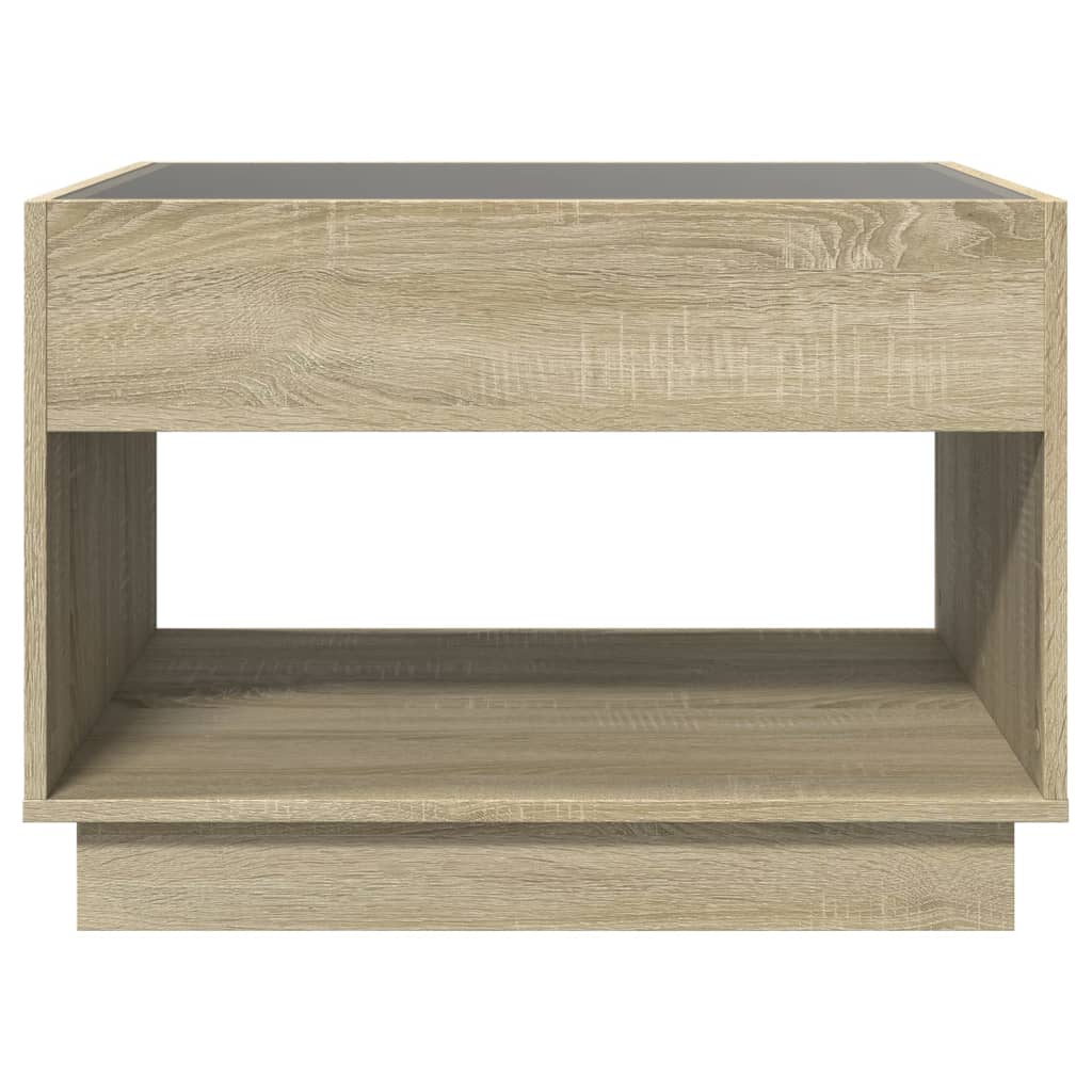 vidaXL Stolik kawowy z LED Infinity, dąb sonoma, 70x50x50 cm