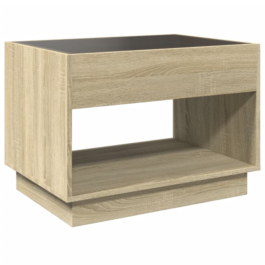 vidaXL Stolik kawowy z LED Infinity, dąb sonoma, 70x50x50 cm