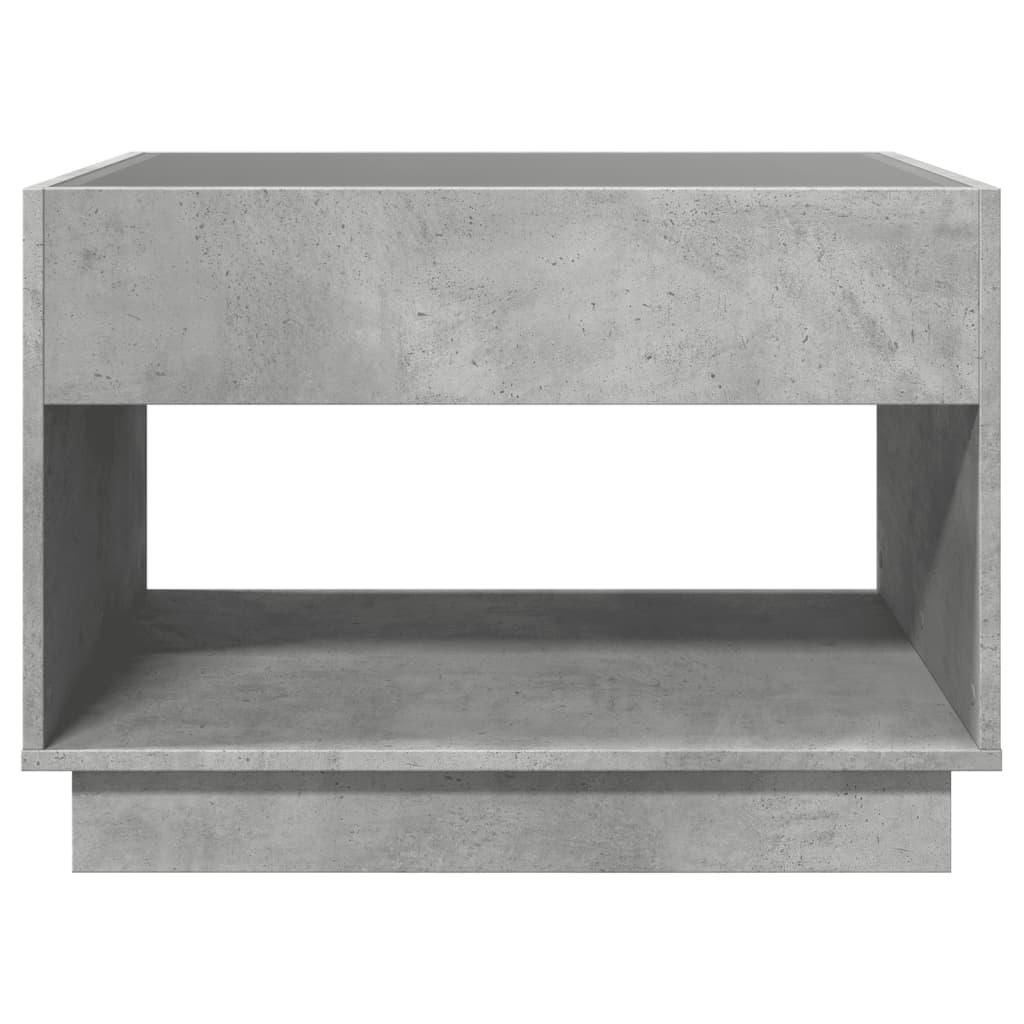 vidaXL Stolik kawowy z LED Infinity, szarość betonu, 70x50x50 cm