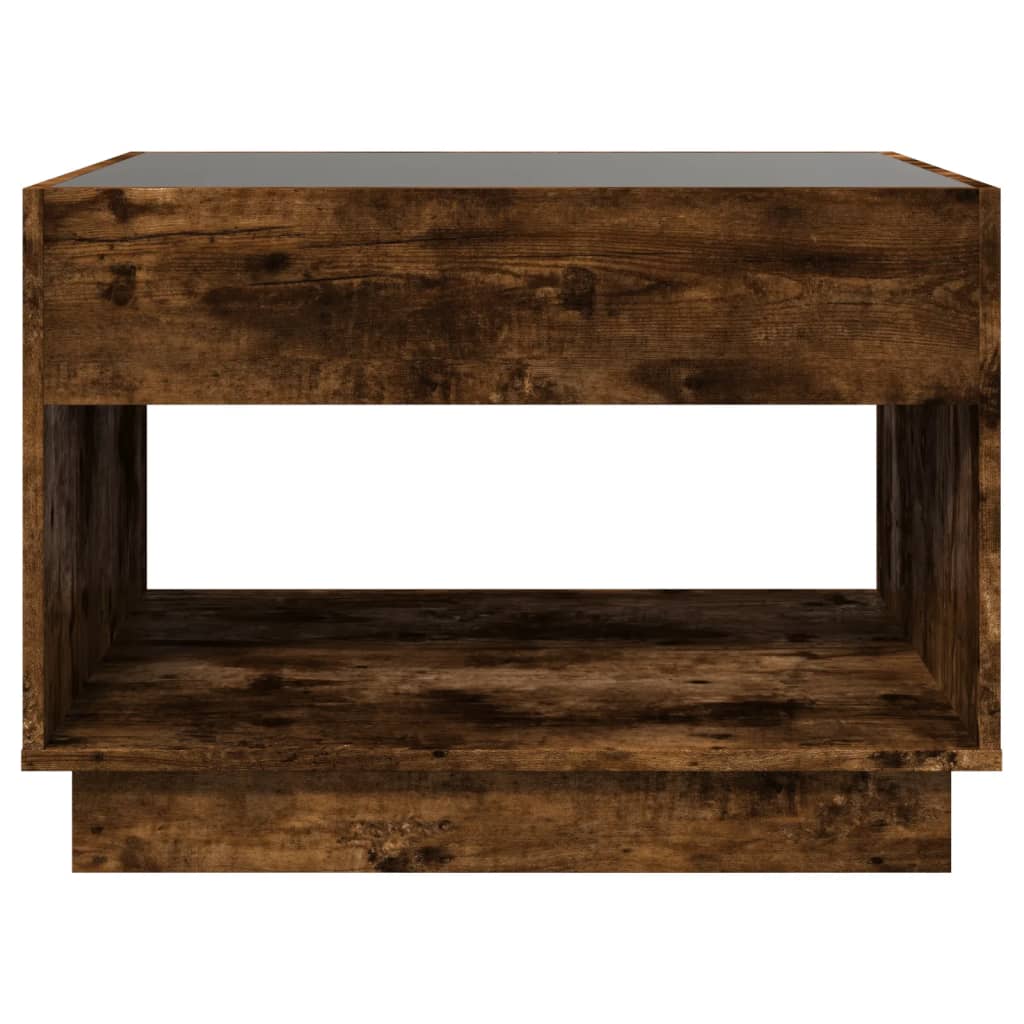 vidaXL Stolik kawowy z LED Infinity, przydymiony dąb, 70x50x50 cm